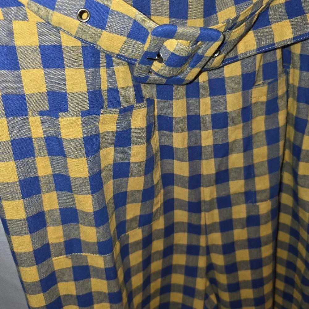 Nastygal ‎ Blue Yellow Checkered Jumpsuit Sleeveless Zipper Size 4 - Picture 6 of 13